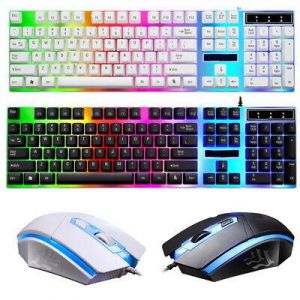 Wired Computer Desktop Gaming Keyboard & Mouse Kit W/ LED Colorful Light Backlit