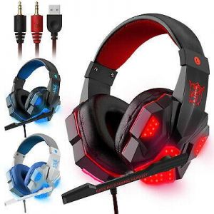 3.5mm Gaming Headset Mic LED Headphones Stereo Bass Surround For PC PS4 Xbox One